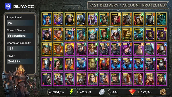 Lord Entertainer Fabian,Roxam,Crypt-King Graal,Ninja + 24 Legs [ 98204 Energy ] [Gems: 8445] [Starter]